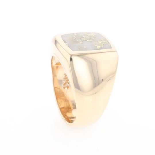 Natural Gold Quartz Men's Ring