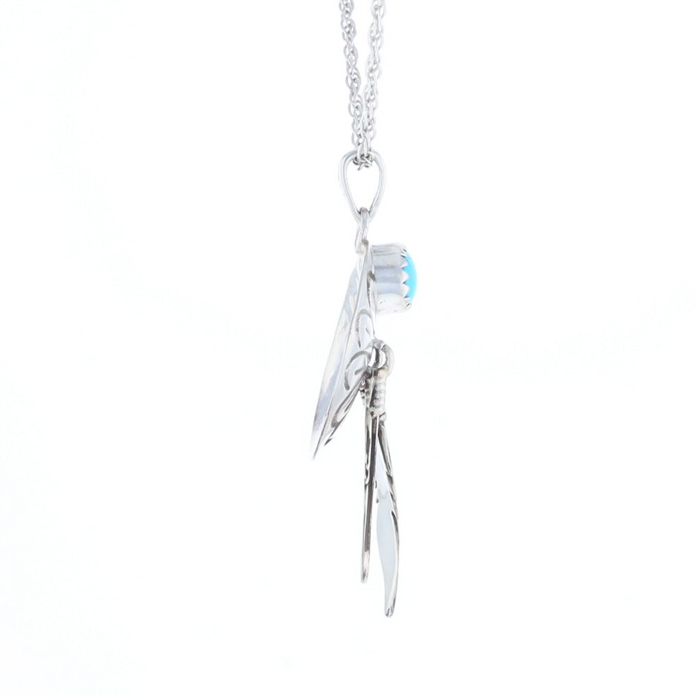 Turquoise Dream Catcher Feather Pendant