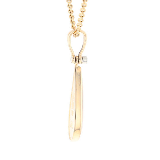 Gold Quartz Necklace Tear Drop Inlaid Pendant with .02ct Diamond