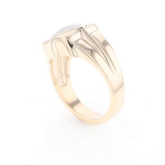 Natural Meteorite ring diamond shape inlaid design with .16ctw round diamonds