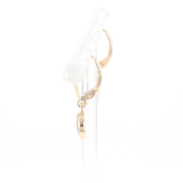 Gold Quartz Earrings Round Inlaid Design Lever Backs