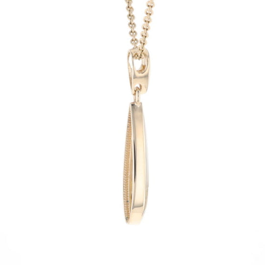 Gold Quartz Pendant Tear Drop Inlaid Design G2