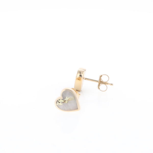 Gold Quartz Heart Stud Earrings - G2