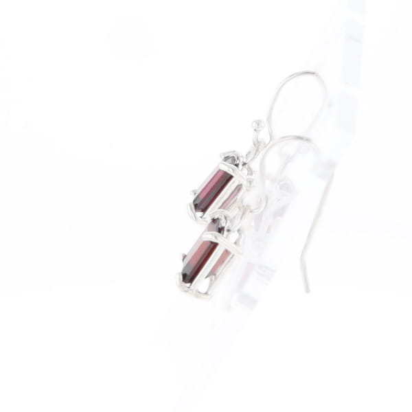 Emerald Cut Garnet Earrings