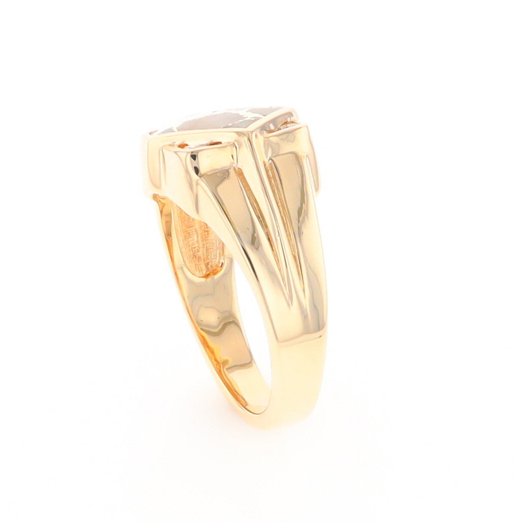 Gold Quartz Mens Ring with Diamond Accents