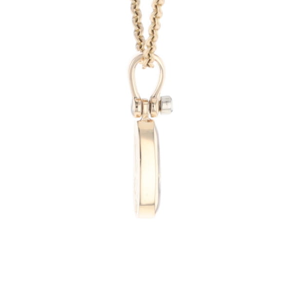 Gold Quartz Necklace Pear Shape Inlaid Pendant with .02ct Diamond