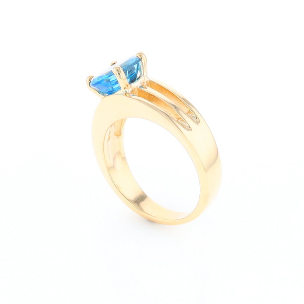 Split Shank Oval Blue Topaz Ring