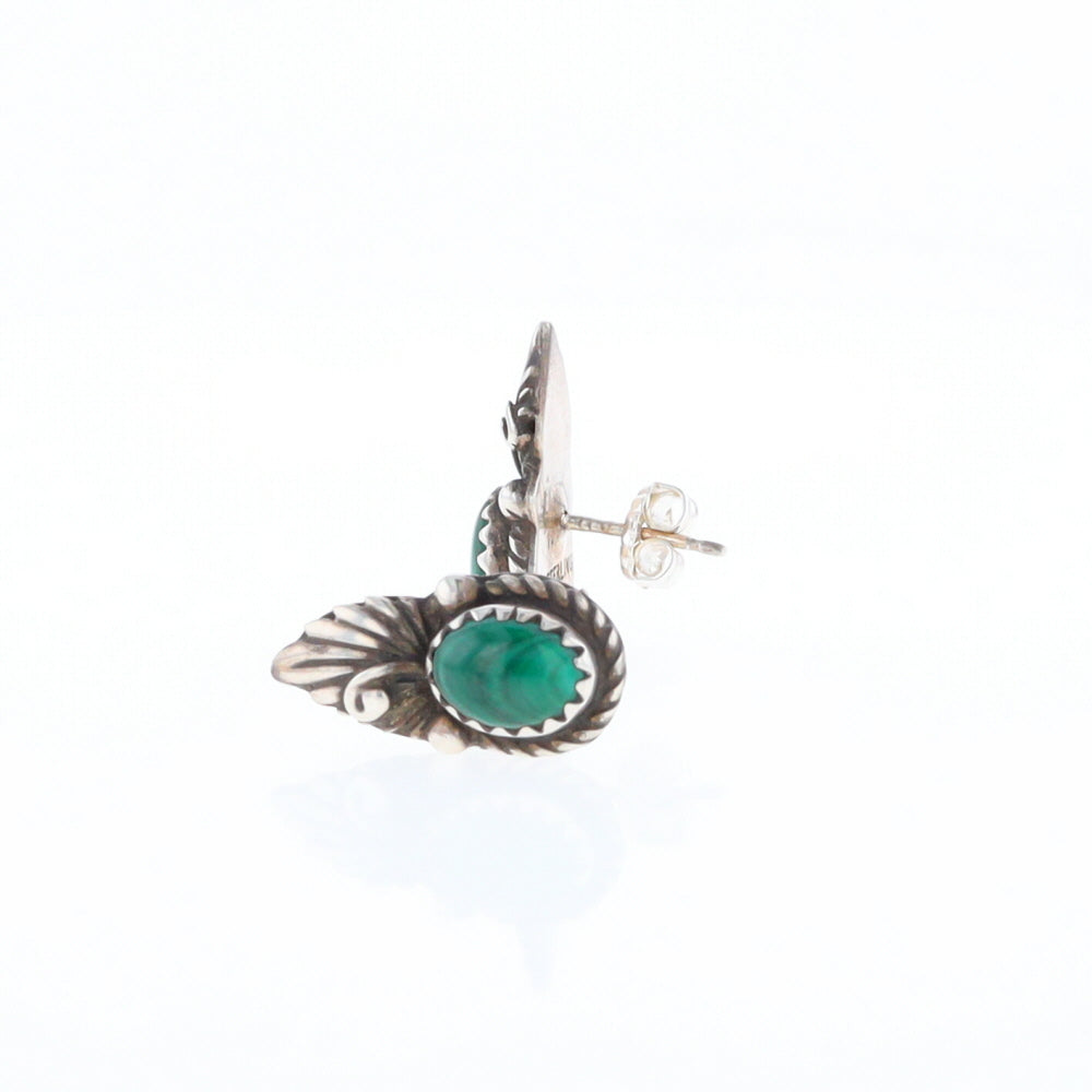 Malachite Feather Stud Earrings