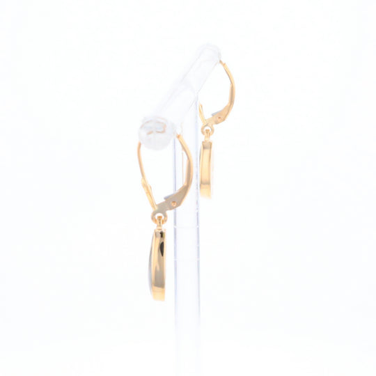 Gold Quartz Earrings Tear Drop Inlaid Lever Backs