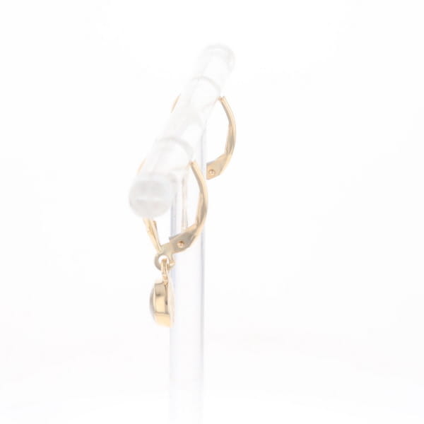 Gold Quartz Earrings Round Inlaid Design Lever Backs