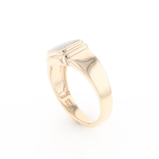 Gold Quartz Ring Square Inlaid Design
