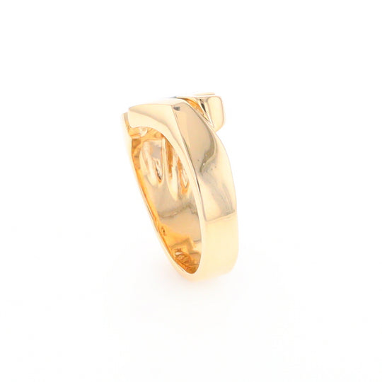 Gold Quartz Ring Geometric Shape Inlaid with 0.30ctw Round Diamonds