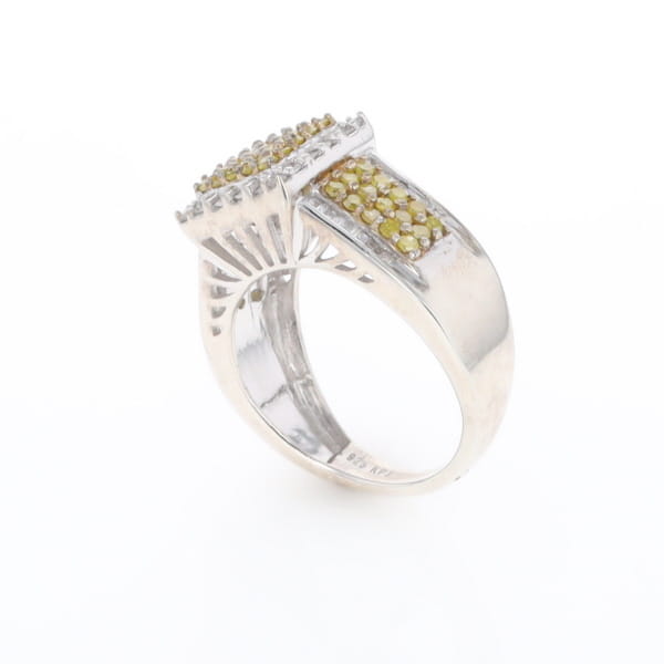 Yellow and White Diamond Filigree Design Ring