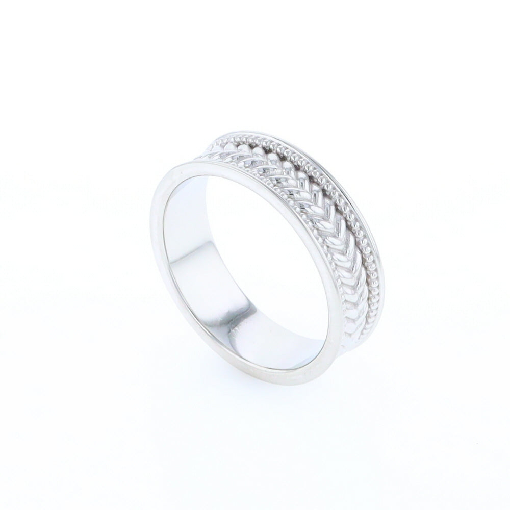 Braided White Gold Men's Ring