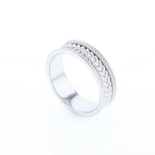 Braided White Gold Men's Ring