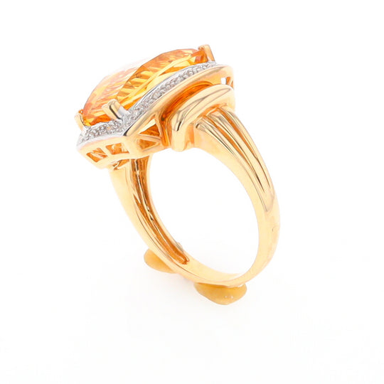 Fancy Cut Citrine Diamond Halo Ring