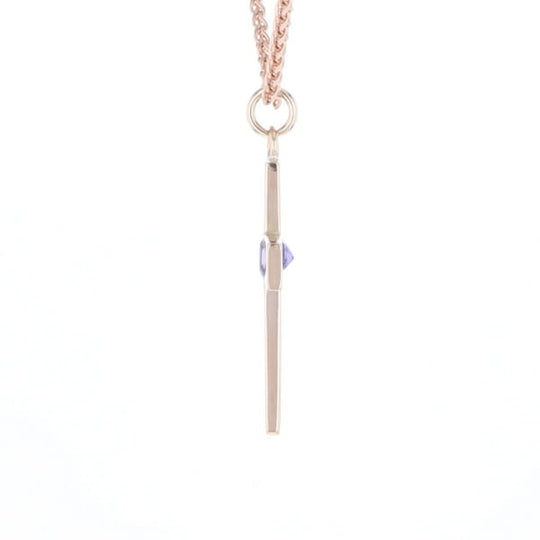 Cross Pendant with Purple Sapphire