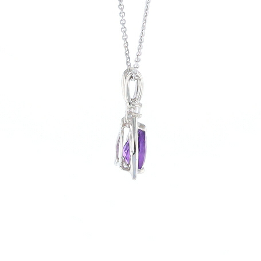 Amethyst Pear Ribbon Necklace