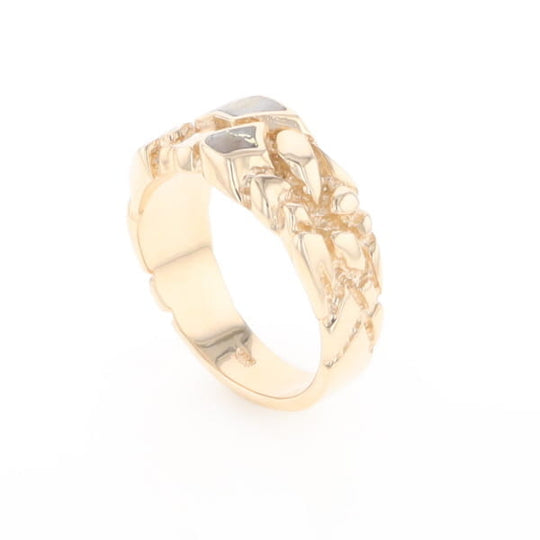 Gold Quartz Ring 3 Section Inlaid Nugget Design Band