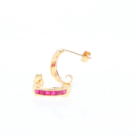 Channel Ruby Semi-Hoop Earrings