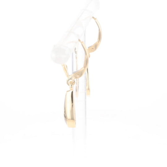 Gold Quartz Earrings Tear Drop Inlaid Lever Backs - G3
