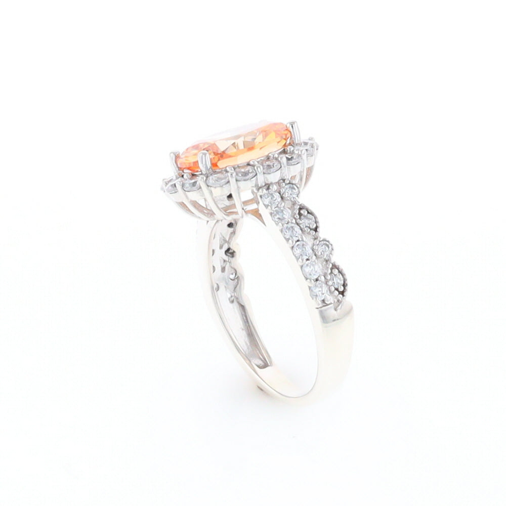 Peach Imitation Topaz Halo Ring