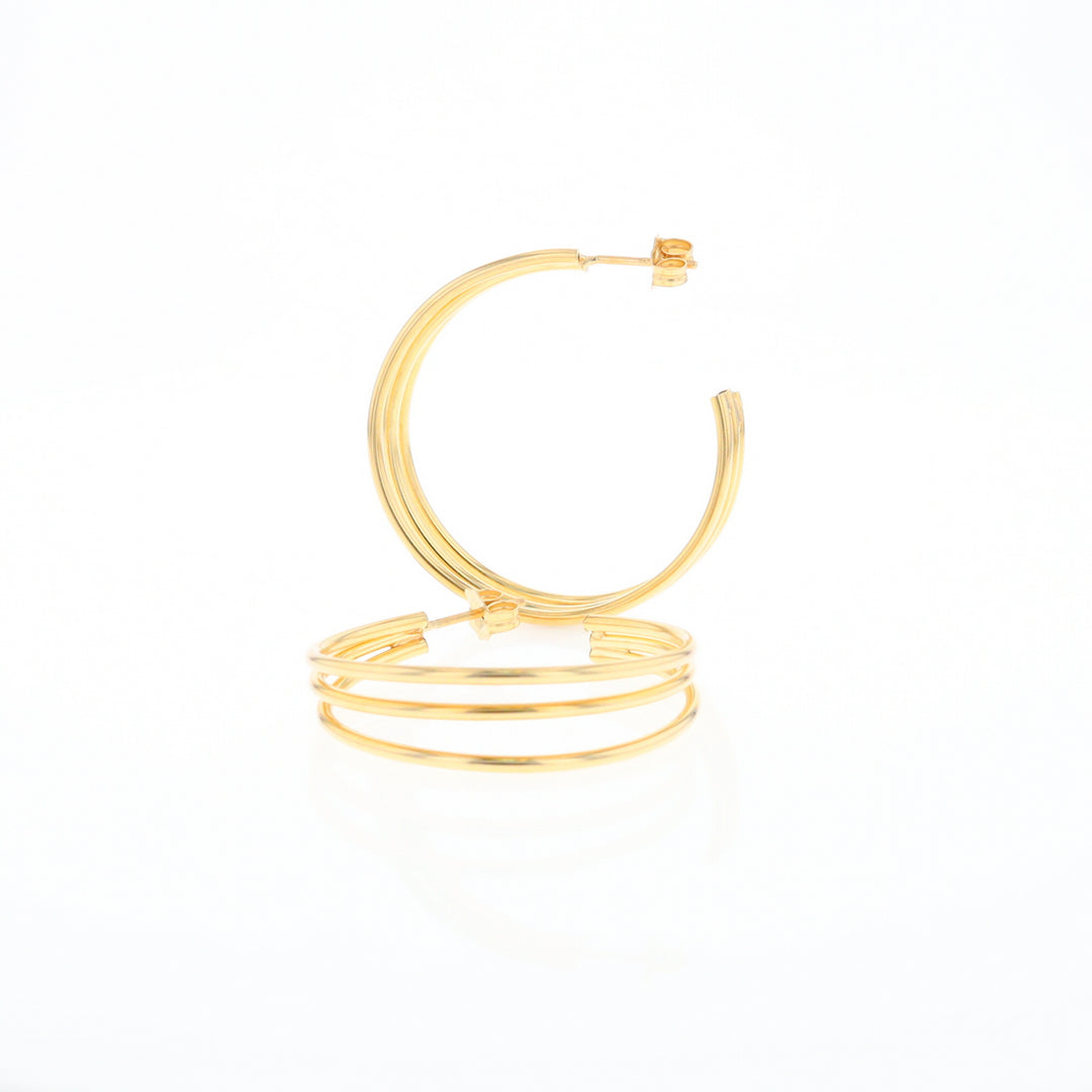 Three Bar Gold Hoop Earrings