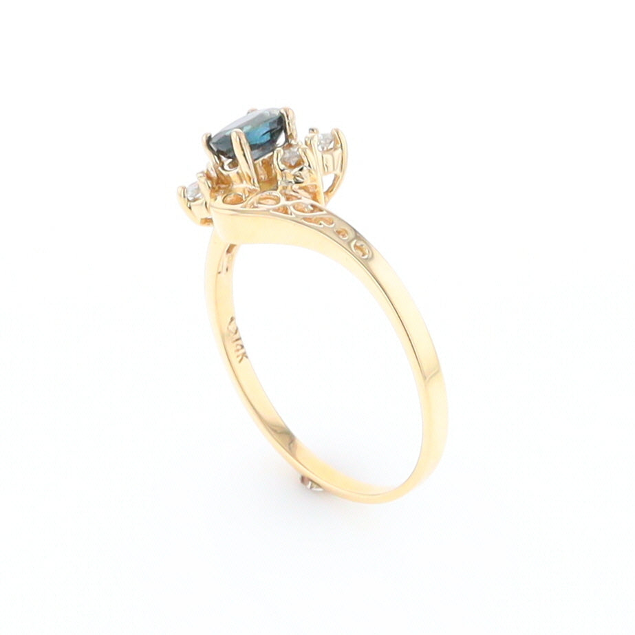 Oval Sapphire Diamond Bypass Ring