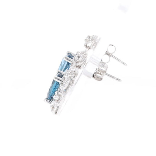 London Blue Topaz in Filigree Setting Dangle Earrings