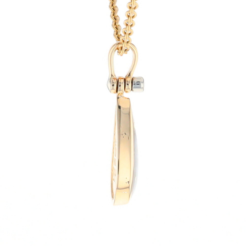 Gold Quartz Necklace Tear Drop Inlaid Pendant with .02ct Diamond