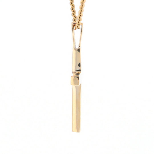 Gold Quartz Necklace 4 Section Inlaid Design Cross Pendant