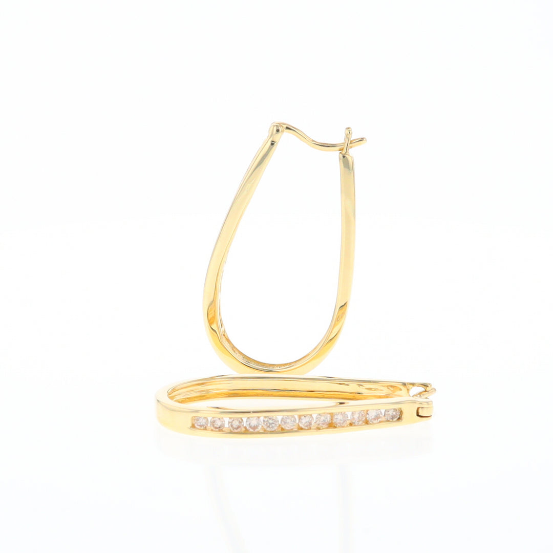 U-Shaped Channel Set Diamond Hoop Earrings