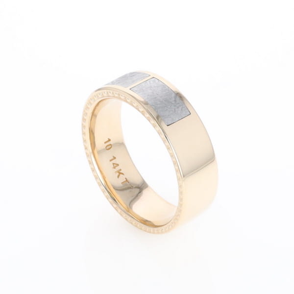 3 Section Men's Meteorite  Milgrain Topped Ring