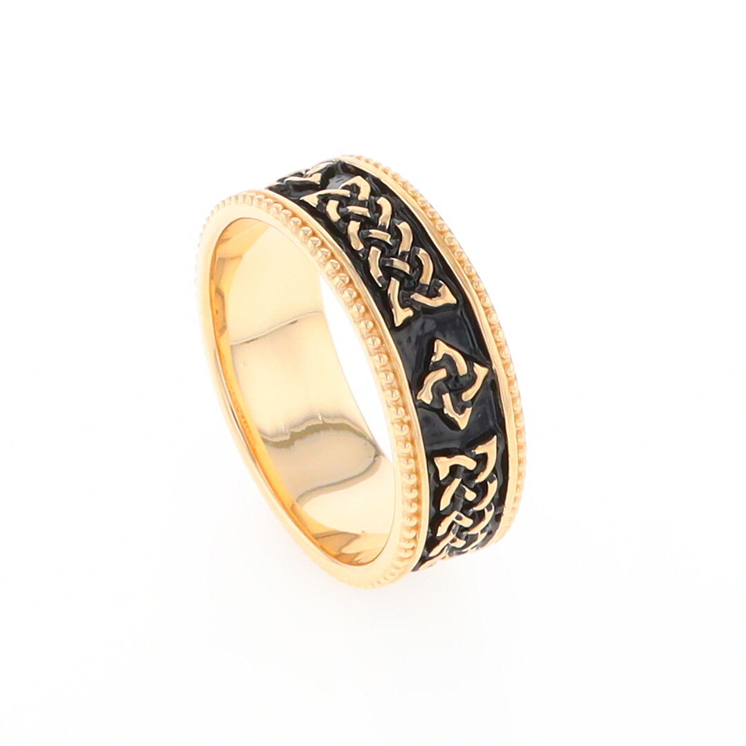 Celtic Knot Black and Gold Wedding Band