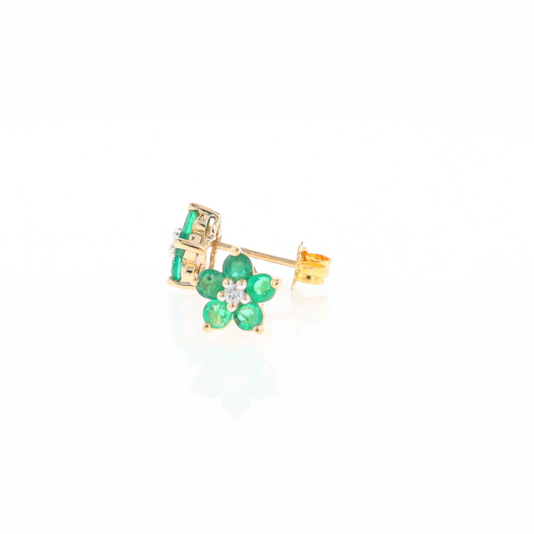 Emerald Flower Stud Earrings