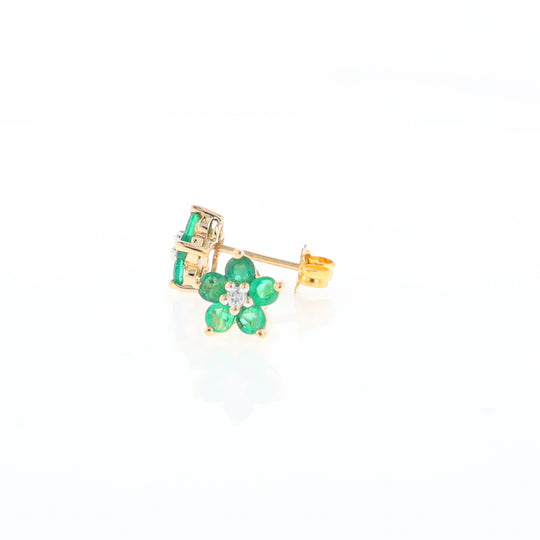 Emerald Flower Stud Earrings