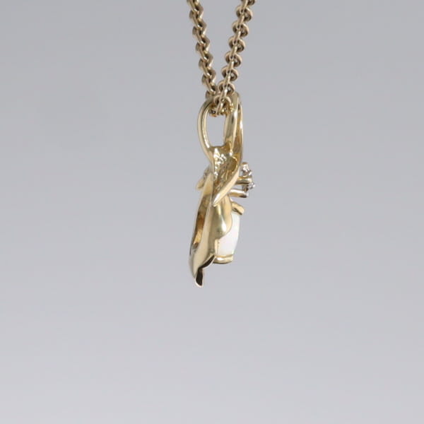 Pear-leaf Opal and Diamond Pendant