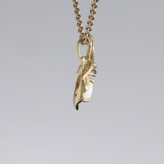 Pear-leaf Opal and Diamond Pendant