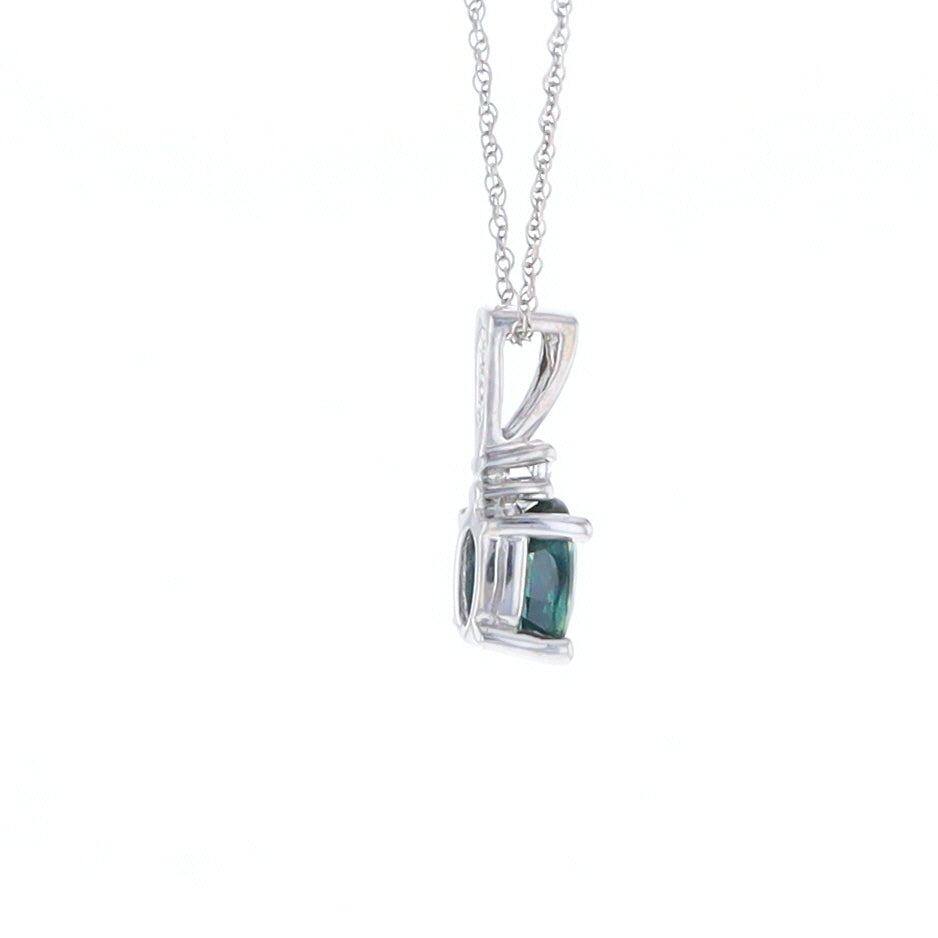 White Gold Sapphire & Diamond Pendant