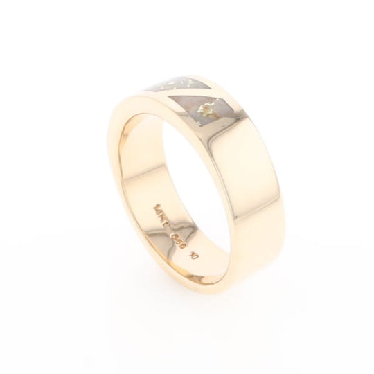 Gold Quartz Ring, 3 Section Inlaid Design