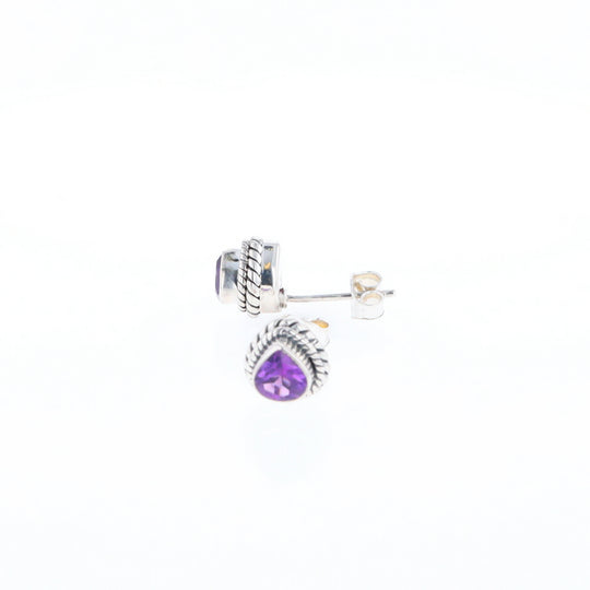 Native Amethyst Pear Stud Earrings