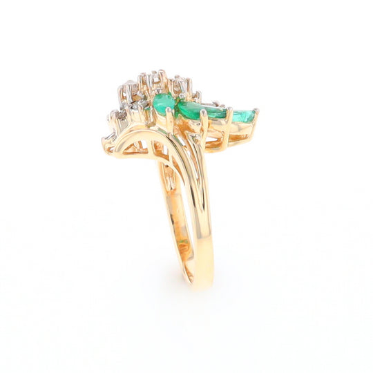 Emerald and Diamond Cluster Ring