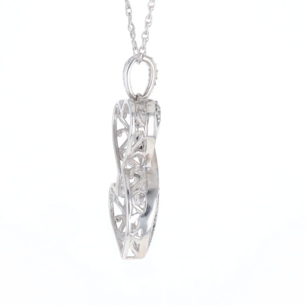 Blue and White Diamond Double Open Heart Pendant with 16" Singapore Chain