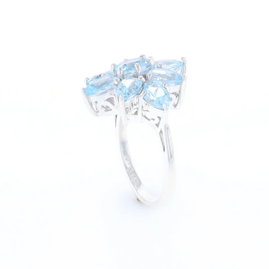 Blue Topaz Flower Ring