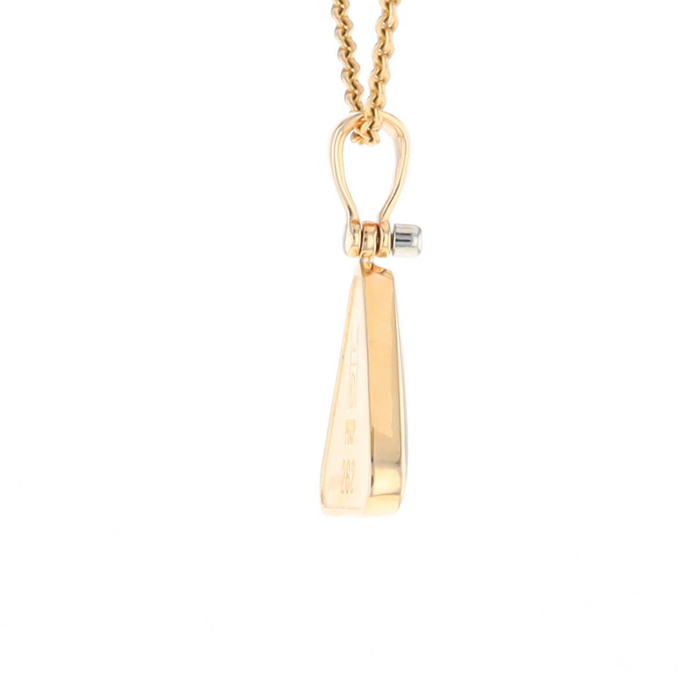 Gold Quartz Necklace Triangle Inlaid Pendant with .02ct Diamond