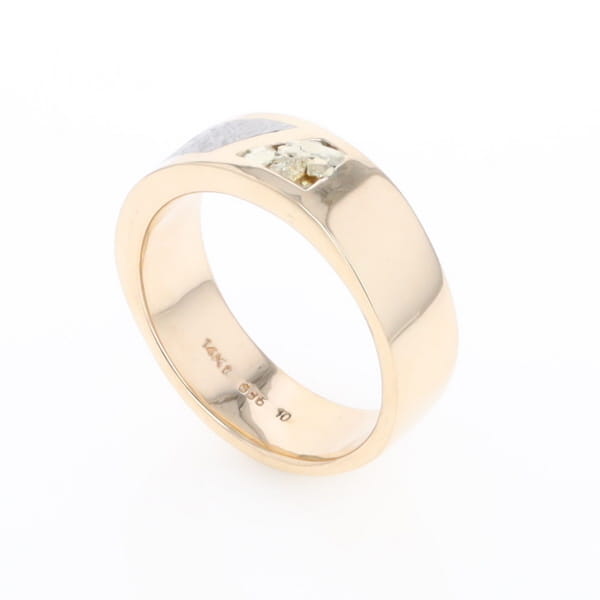 Meteorite Ring, Center Inlaid & Natural Nugget Sides