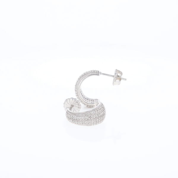 Diamond Half Hoop Stud Earrings