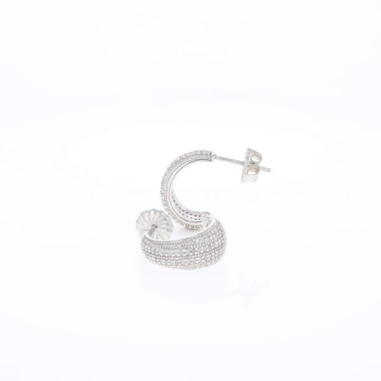 Diamond Half Hoop Stud Earrings