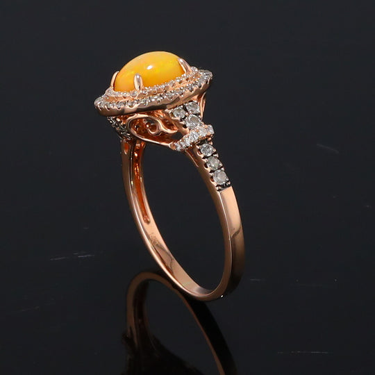 Levian Oval Opal Double Diamond Halo Filigree Undergallery Ring