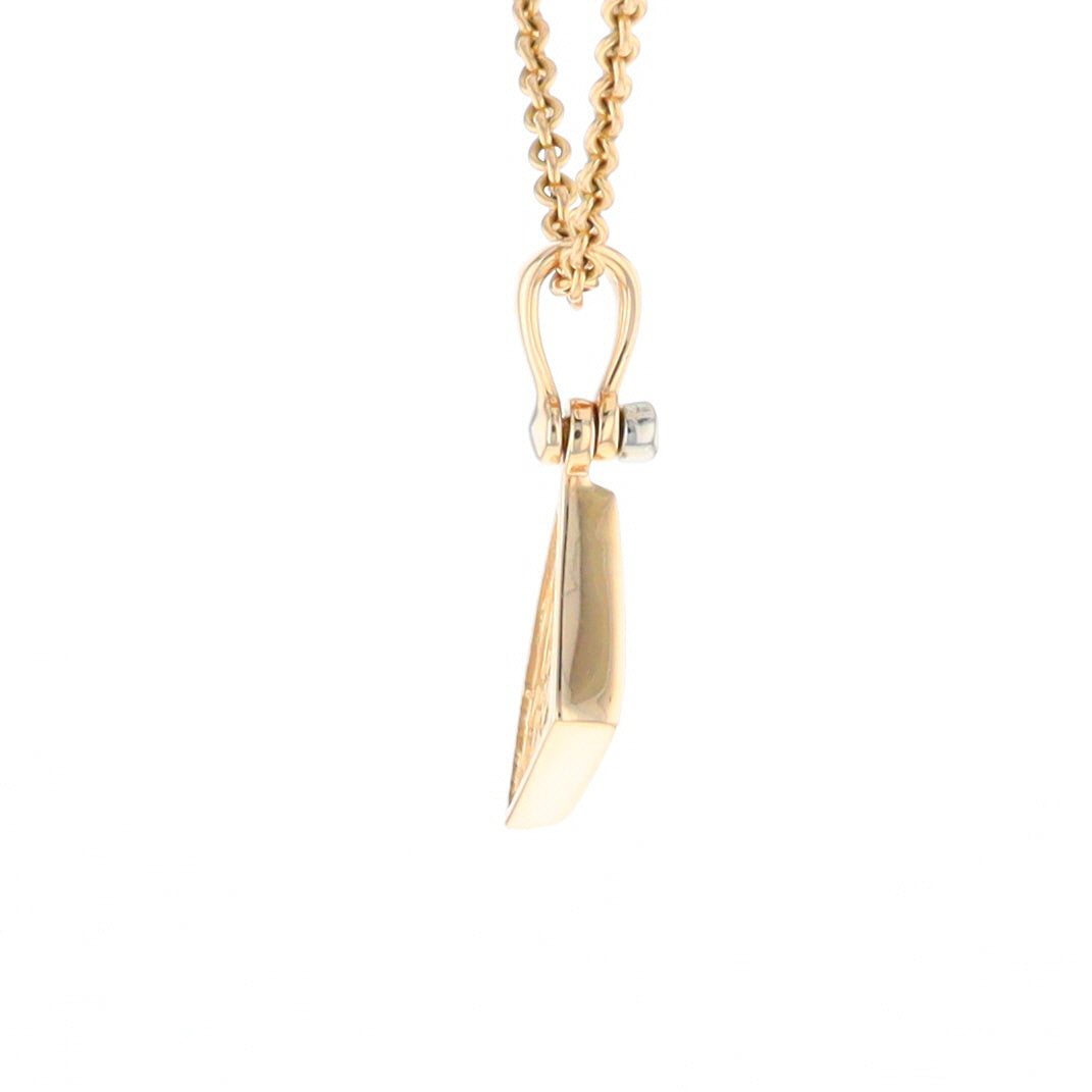 Gold Quartz Necklace Sail Inlaid Design Pendant with .02ct Diamond